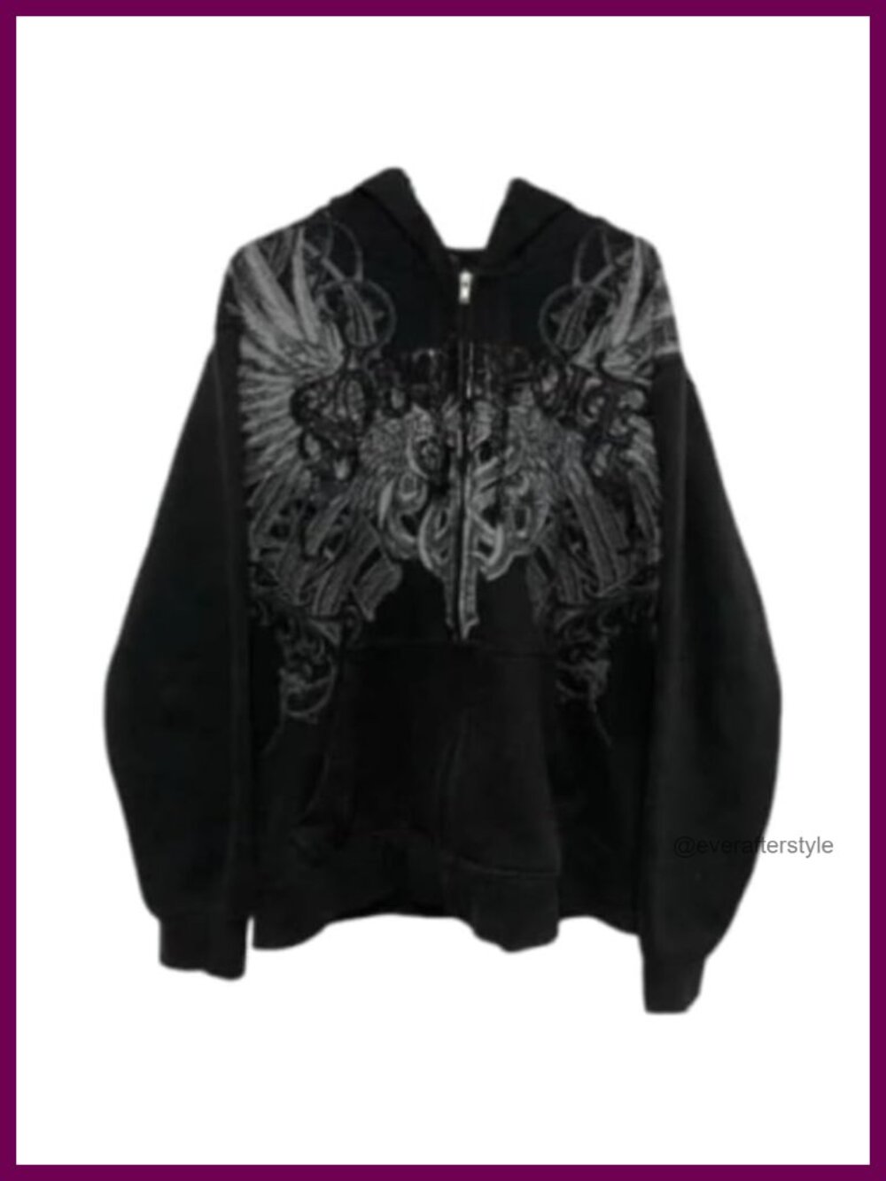 Oversized Y2K Grunge Graphic Zip Up Hoodie
